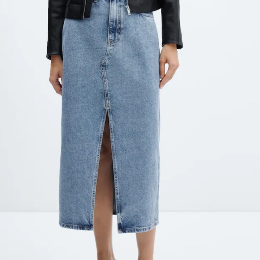 Mango Sz. L Mid Denim Slit Skirt, Brand New with Tags, Free Shipping